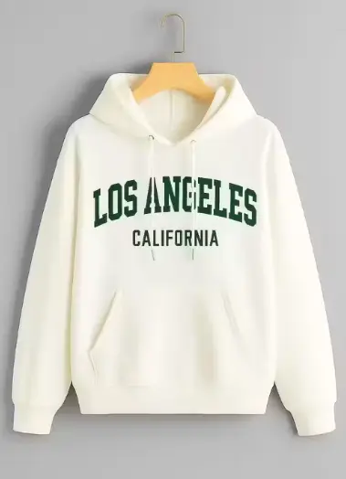 White “Los Angeles California” Graphic Hoodie