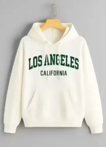 White “Los Angeles California” Graphic Hoodie