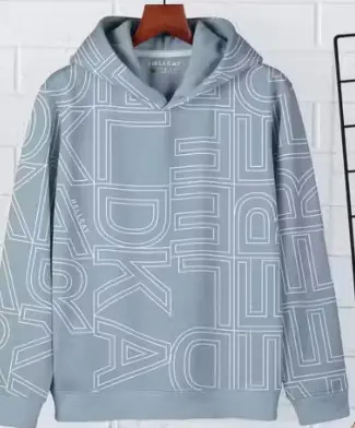 Light Grey Geometric Letter Print Hoodie