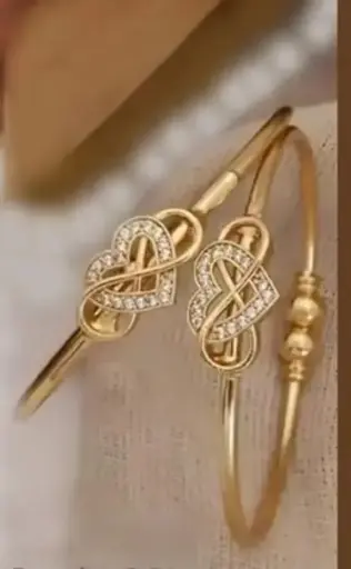 Gold Heart Infinity Stone Bangles